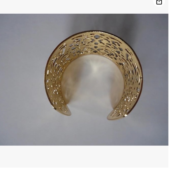 Filigree Cut Out Statement Wide Large Cuff Metal Bangle Bracelet Gold Tone - Picture 4 of 10